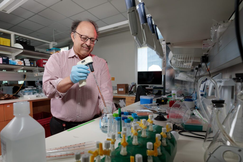 Howard Fox, MD, PhD, photographed in his lab and office in Durham Research Center